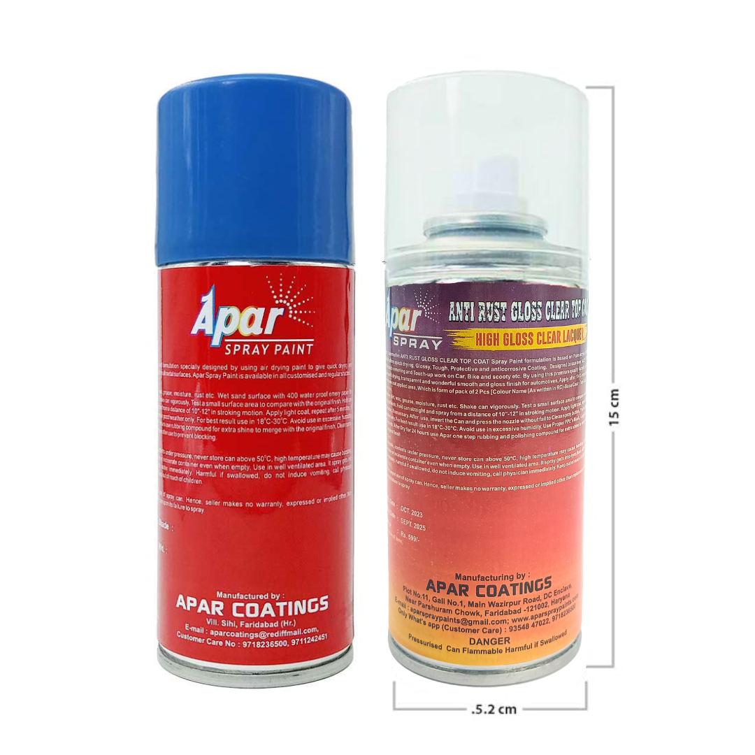 Apar Spray Paint Deep Impact Blue (Rc Colour Name) + Gc, Compatible For Ford Figo And Aspire Cars -225 Ml (Pack Of 2-pcs) - Type: ]