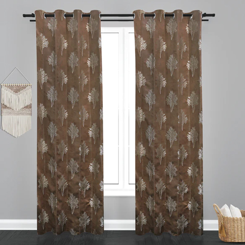 8 ft Astana Small Leaf with tree Design Jaquard Fabric Curtain