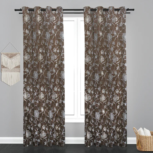 7 ft Astana Floral Leaf Design Jacquard Fabric Curtain