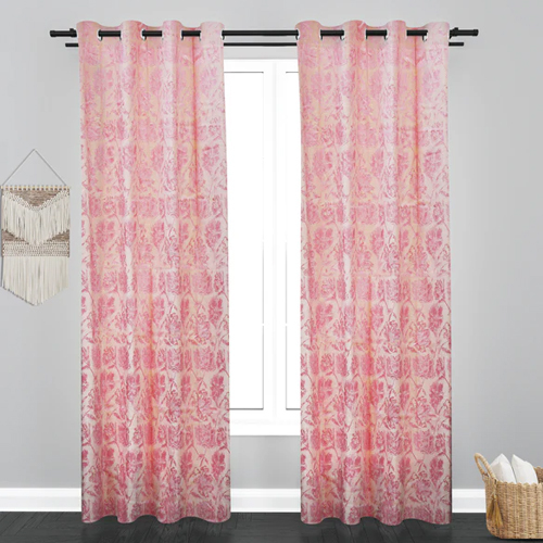 9 Ft Athens Floral Design Soft Jacquard Fabric Curtain - Color: Light Pink