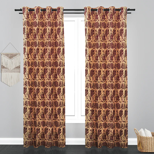 9 ft Floral Design Soft Jacquard Fabric Curtain