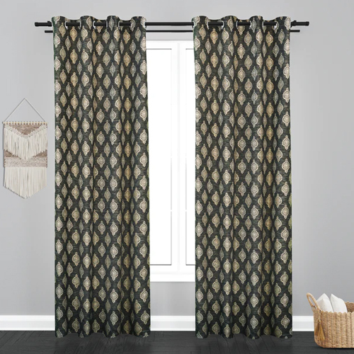 Cairo Damask Design PolyCott Fabric Curtain