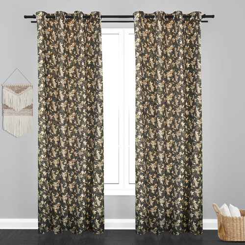 Cairo Leaf Design PolyCott Fabric Curtain
