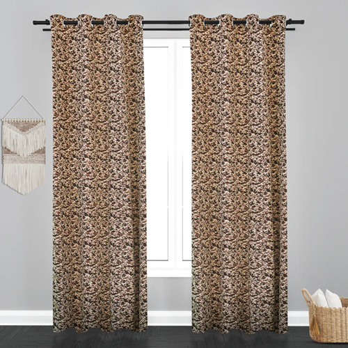 Cairo Texure Design Polycott Fabric Curtain - Color: Light Brown