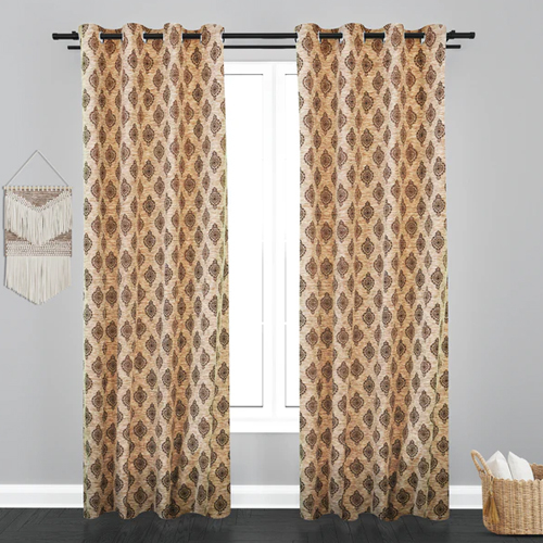 9 ft Cairo Damask Design PolyCott Fabric Curtain