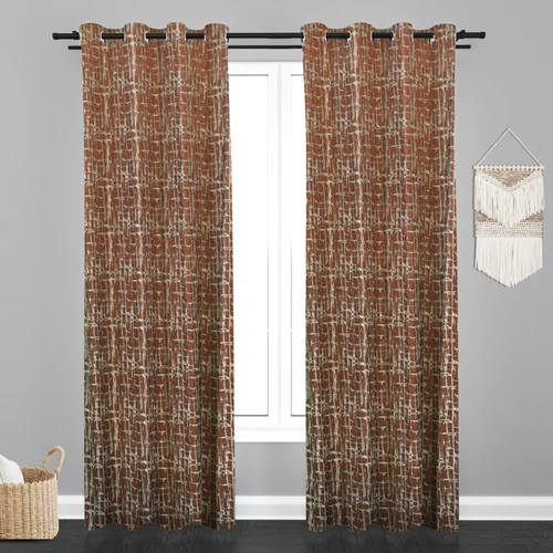 Coffee Doha Teaxure Design PolyCott Fabric Curtain