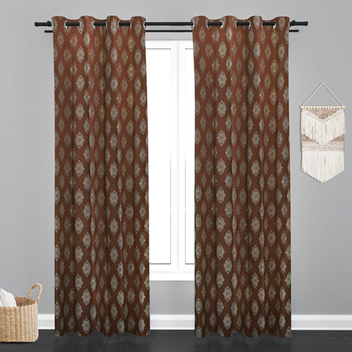 9ft Doha Floral Leaf Design PolyCott Fabric Curtain