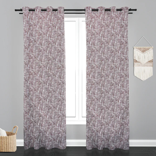 7 Ft Lisbon Texure Design Polycott Fabric Curtain - Color: Pink