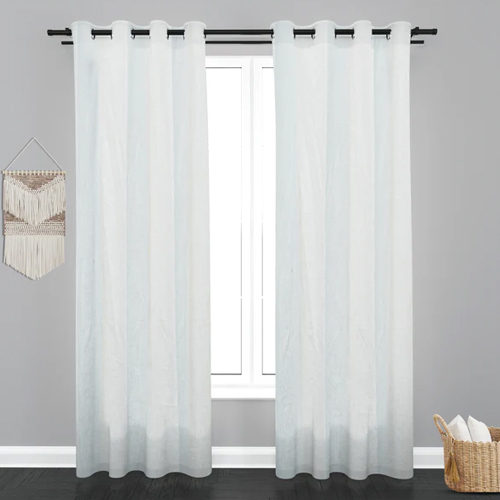 White Seoul Teaxure Design Jacquard Fabric Curtain