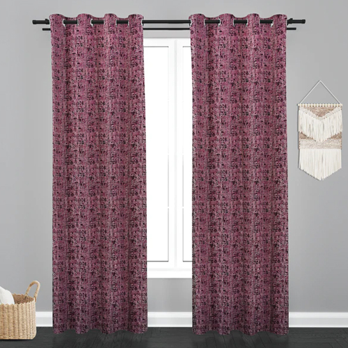 6 Ft Purple Color Vieena Teaxure Design Jaquard Fabric Curtain