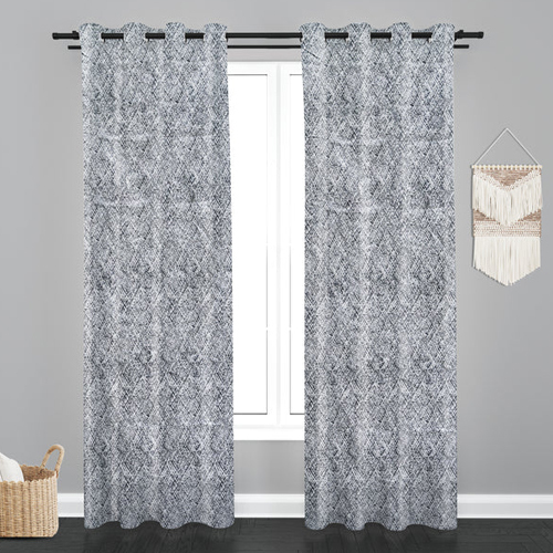 7 Ft Accra Geometric Design Zari Work Embroidery Jacquard Curtain - Design: Modern