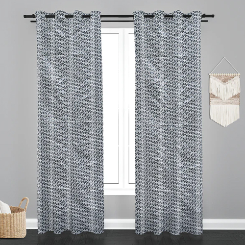 Tan Color Accra Geometric Design Zari Work Embroidery Jaquard Curtain - Design: Modern