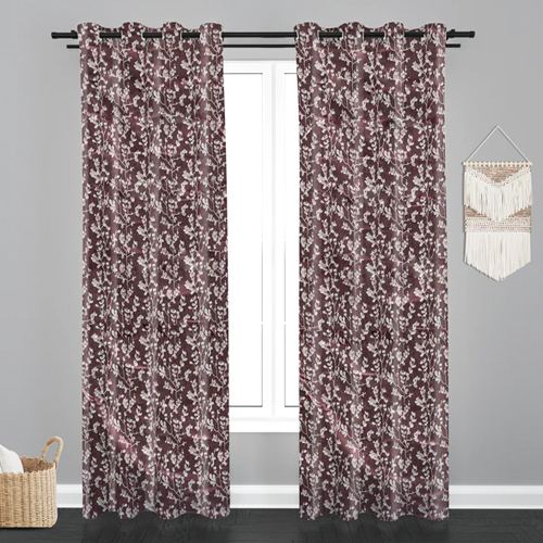 Accra Small Leaf Design Zari Work Embrodiery Jaquard Curtain