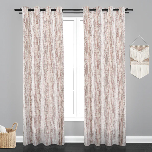 7 ft Peach Manila Teaxure Design Jacquard Fabric Curtain