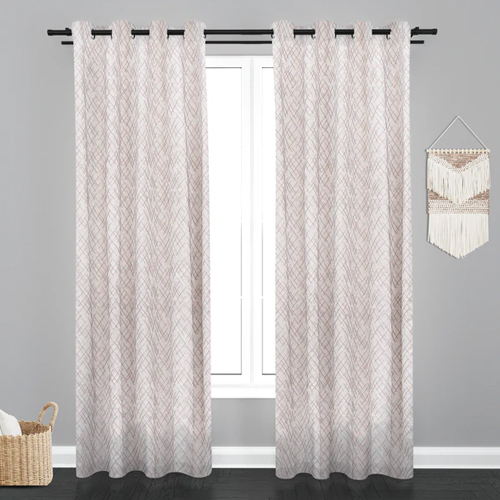 6 ft Peach Color Manila Abstract Design Jacquard Fabric Curtain