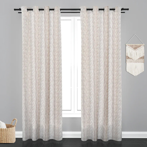 Peach Manila Floral Design Jacquard Fabric Curtain