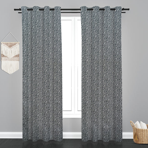 7 ft Grey Lima Teaxure Design Jacquard Fabric Curtain