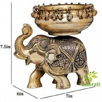 Aakrati Antique Finish Elephant Figurine with Hurli Great Addition to Temple/Home Decor