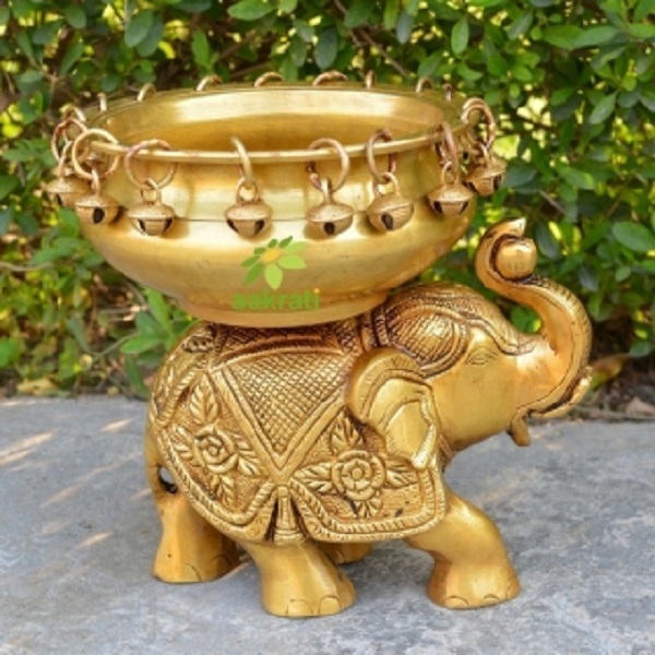 Aakrati Antique Finish Elephant Figurine with Hurli Great Addition to Temple/Home Decor