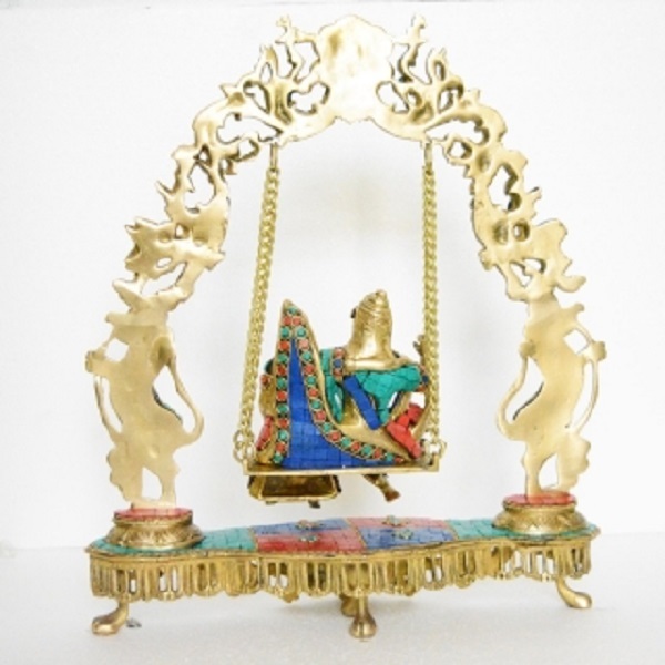 Radha Krishna Swing Statue Made of Brass