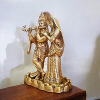 Aakrati Love Couple Radha Krishan Glorious Statue of Brass Brown