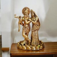 Aakrati Love Couple Radha Krishan Glorious Statue of Brass Brown