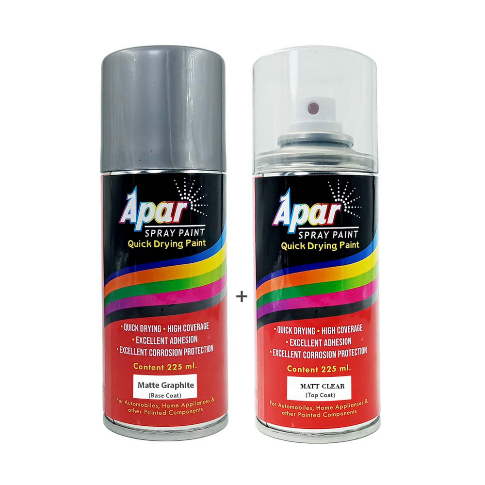 APAR Spray Paint Matte Graphite (RC Colour Name) + MC Compatible for Kia Cars -225 ml (Pack of 2-Pcs)