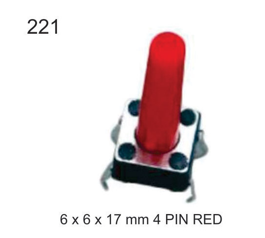 6X6X17 MM 4 PIN RED TACTILE SWITCH