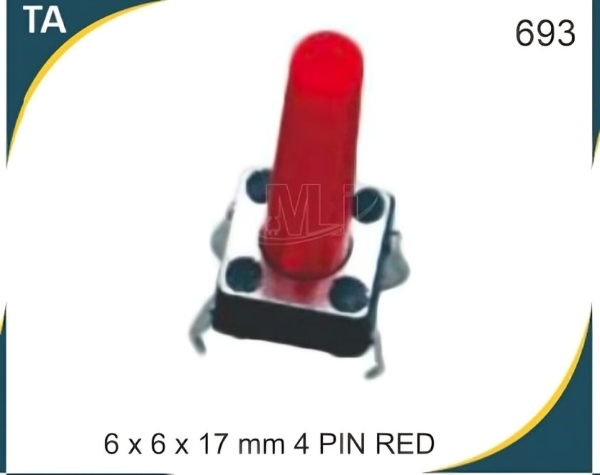 6X6X17 MM 4 PIN RED TACTILE SWITCH