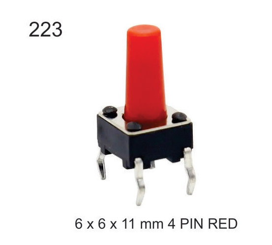 6X6X11 MM 4 PIN RED TACTILE SWITCH