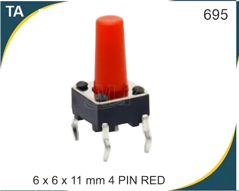 6X6X11 MM 4 PIN RED TACTILE SWITCH
