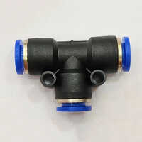 8 Mm Pneumatic Tee - Polyoxymethylene, 8 Mm Size | Black And Blue, Air Consumption 7-8 Cfm, Industrial-grade Air Pipe Connector