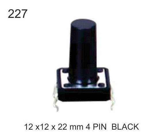 12X12X22 MM 4 PIN BLACK TACTILE SWITCH