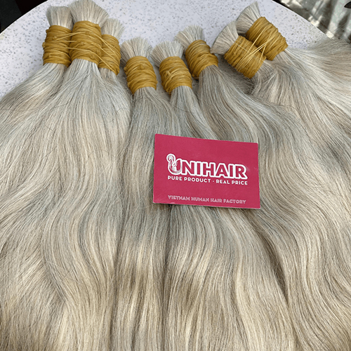 Natural White Grey Human Hair Bundles - Color: As Per Requirement