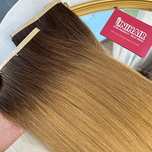 Long Tape In Hair Extensions with Ombre 27 Color Straight Hair