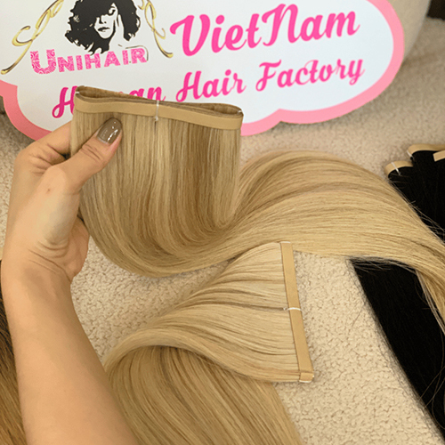 Long Tape In Hair Extensions with Viking Blonde Color Straight Hair