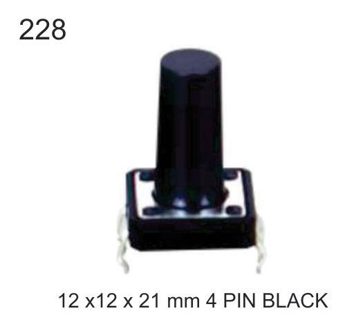 12X12X21MM 4 PIN BLACK TACTILE SWITCH