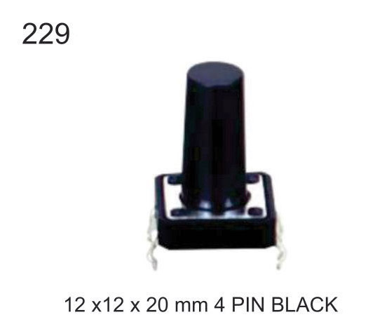 12X12X20 MM 4 PIN BLACK TACTILE SWITCH