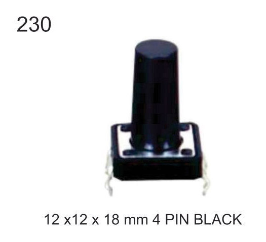 12X12X18 MM 4 PIN BLACK TACTILE SWITCH