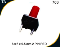 6x6x9.5 Mm Tactile Switch - Metal, 4 Pins, Red Knob Color | Rohs Compliant, Suitable For Electronic Applications