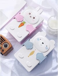 CherryBox Kids Double-Compartment Wheat Straw Cartoon Lunch Box with Spoon, Fork and Chopsticks