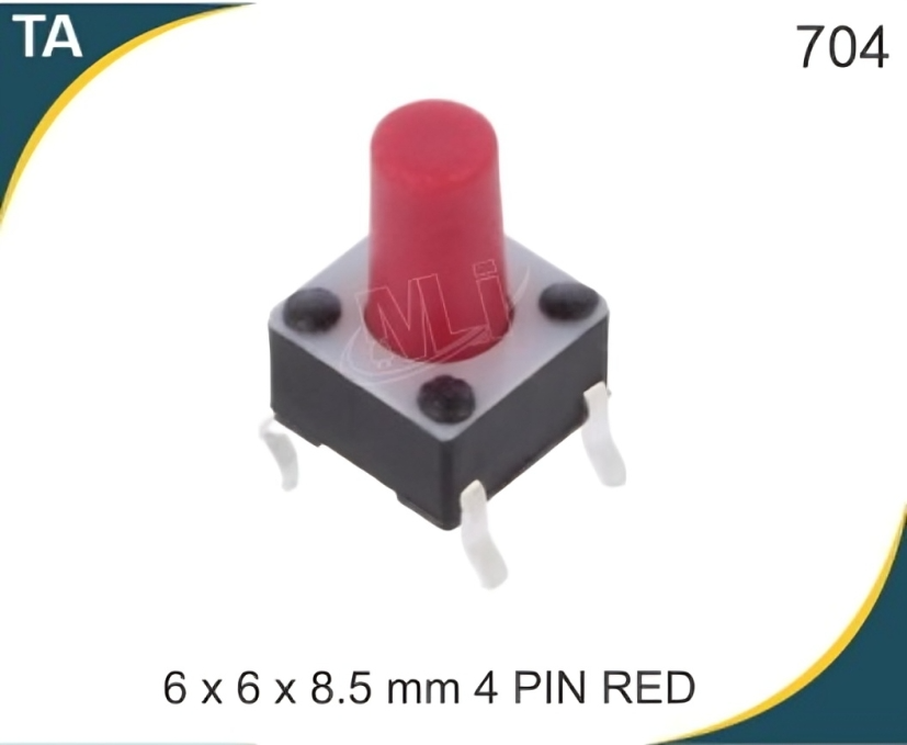 6X6X8.5 मिमी 4 पिन लाल टैक्टाइल स्विच