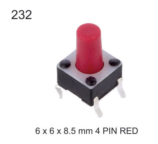6X6X8.5 MM 4 PIN RED TACTILE SWITCH
