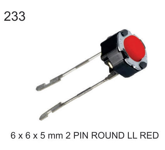 6X6X5 MM 2 PIN ROUND LL RED