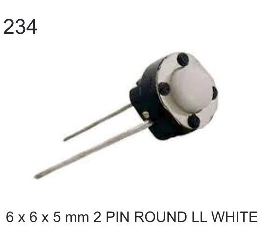6X6X5 MM 2 PIN ROUND LL WHITE TACTILE SWITCH