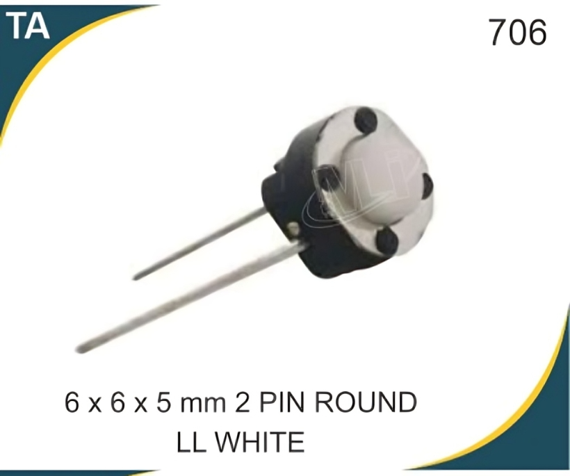 6X6X5 MM 2 PIN ROUND LL WHITE TACTILE SWITCH
