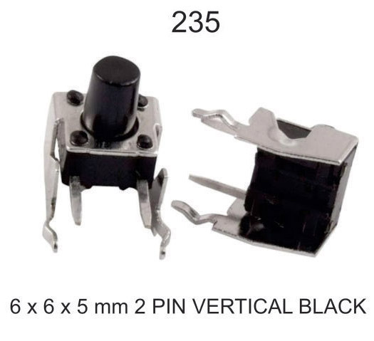 6X6X45 MM 2 PIN VERTICAL BLACK