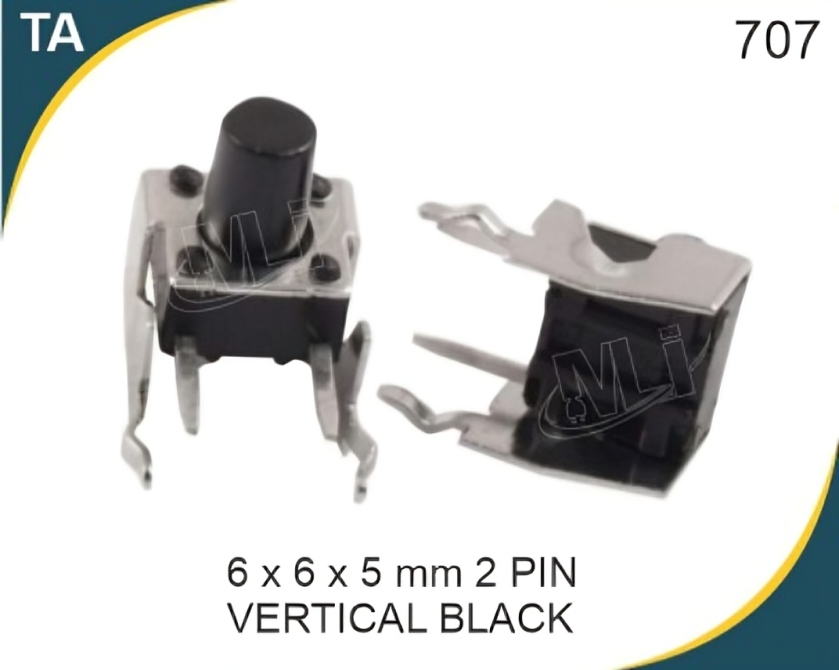 6X6X45 MM 2 PIN VERTICAL BLACK TACTILE SWITCH