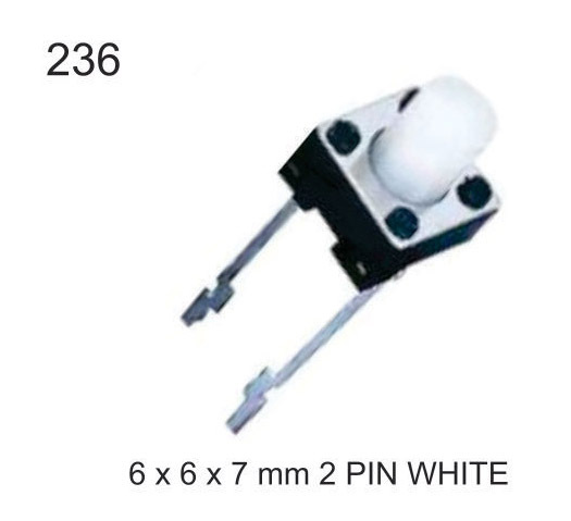 6X6X7 MM 2 PIN WHITE TACTILE SWITCH