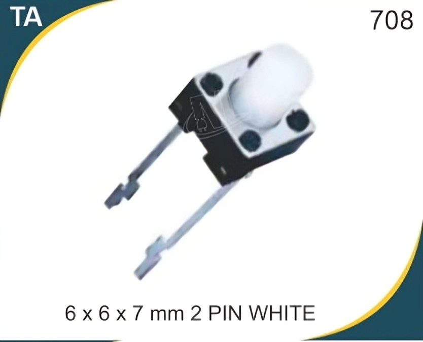 6X6X7 MM 2 PIN WHITE TACTILE SWITCH